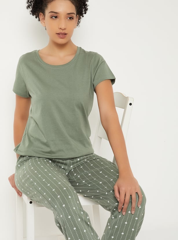 Women Heart Printed PJ Set