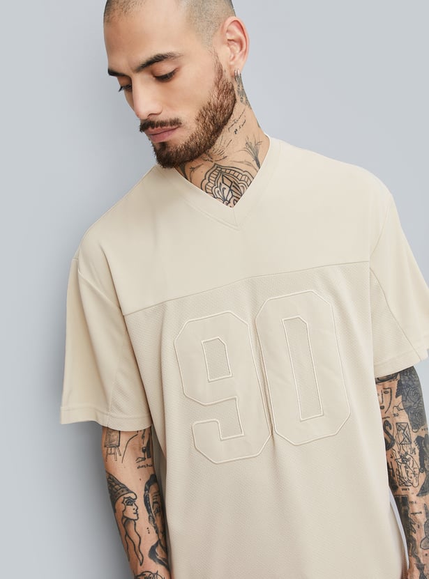 Men Textured Oversized Sports T-shirt