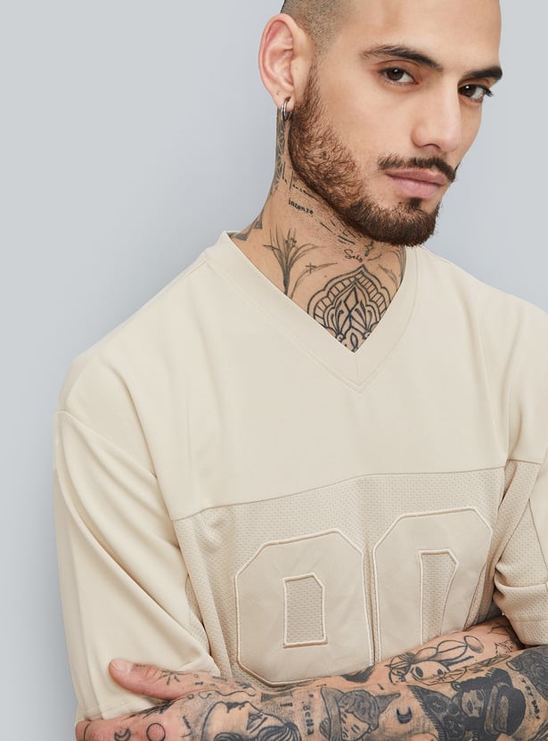 Men Textured Oversized Sports T-shirt