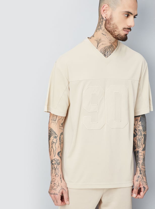 Men Textured Oversized Sports T-shirt