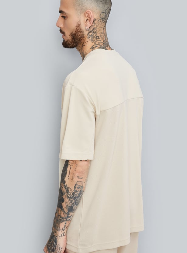 Men Textured Oversized Sports T-shirt