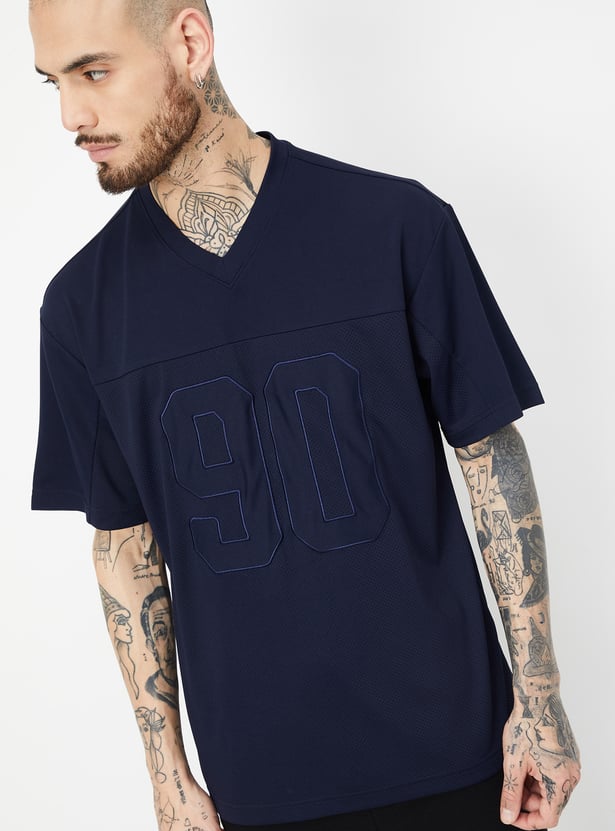Men Textured Oversized Sports T-shirt