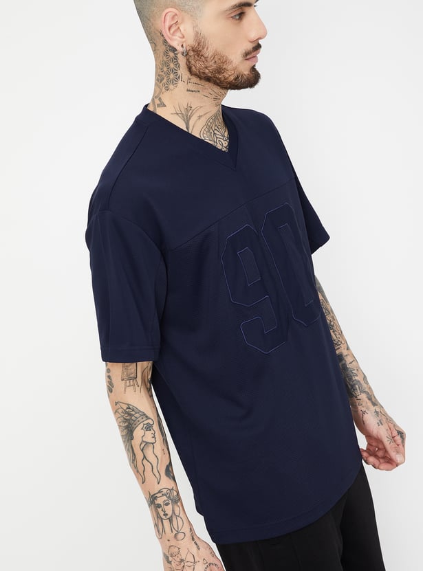 Men Textured Oversized Sports T-shirt