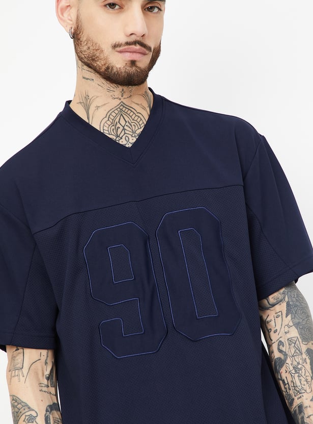 Men Textured Oversized Sports T-shirt