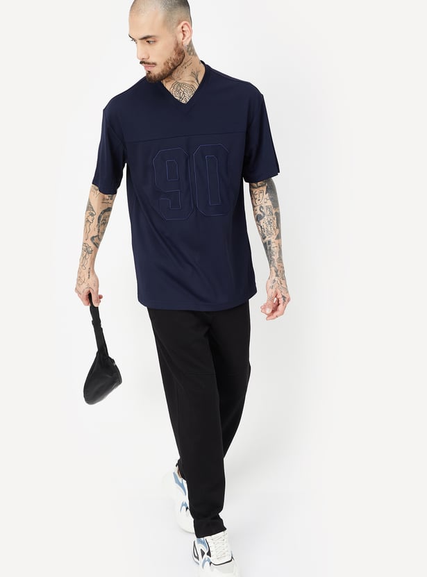 Men Textured Oversized Sports T-shirt