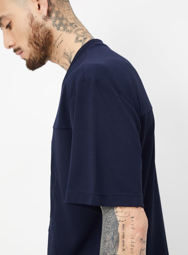 Men Textured Oversized Sports T-shirt