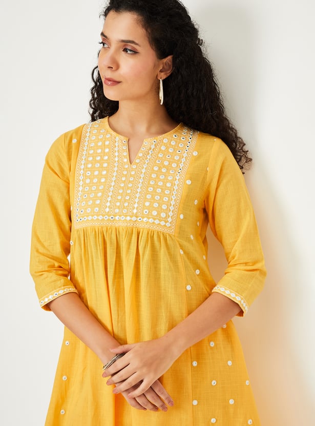Women Embroidered A-line Kurta Set