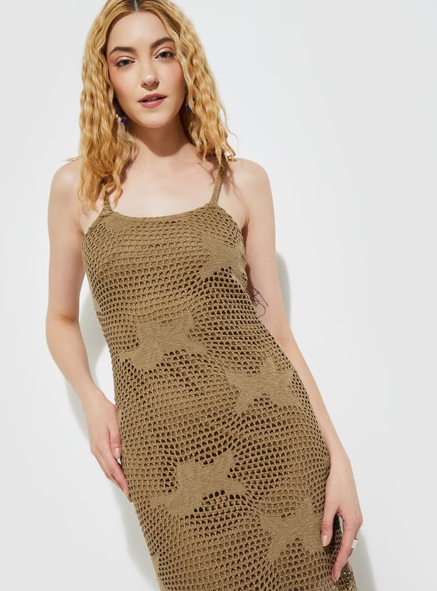 URB_N Women Open Knit Bodycon Maxi Dress