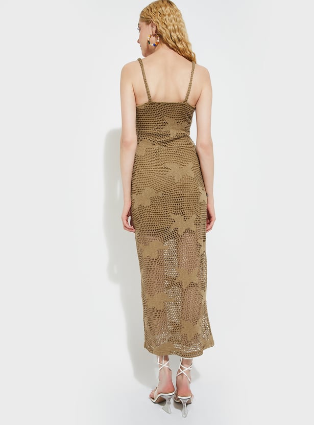 URB_N Women Open Knit Bodycon Maxi Dress