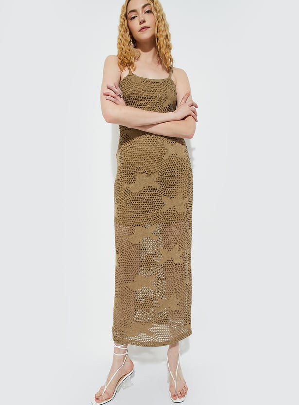 URB_N Women Open Knit Bodycon Maxi Dress