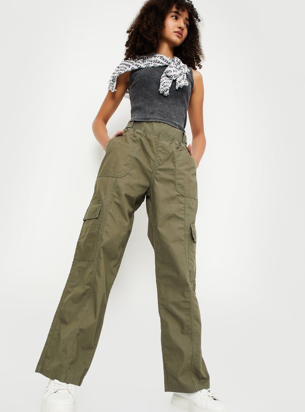 Women Solid Cargo Trousers