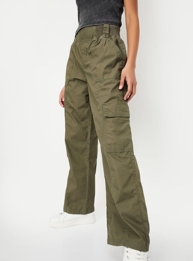 Women Solid Cargo Trousers