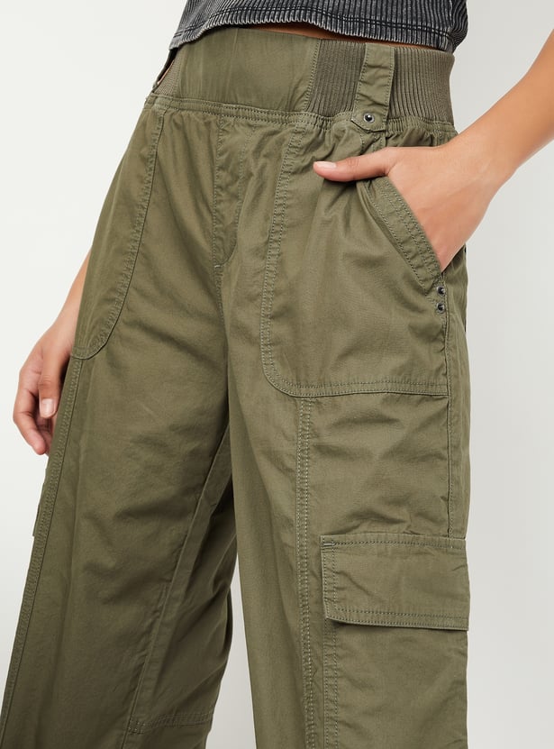 Women Solid Cargo Trousers