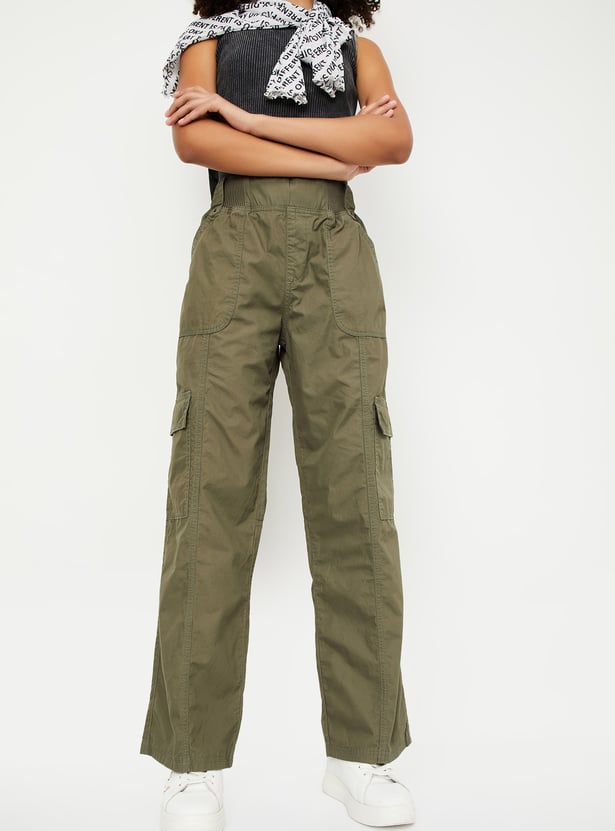 Women Solid Cargo Trousers