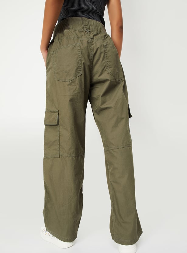 Women Solid Cargo Trousers