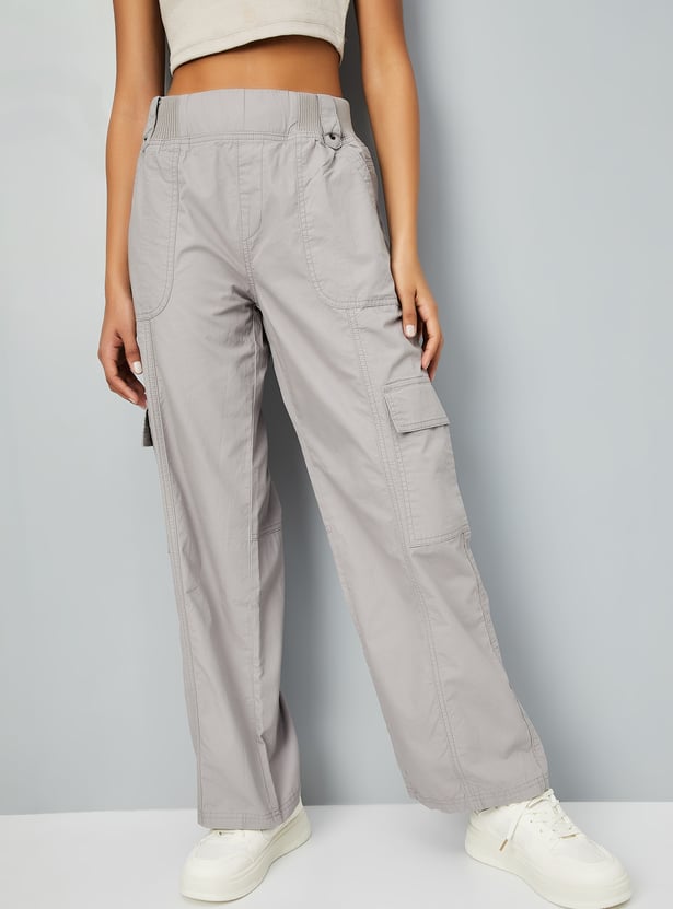 Women Solid Cargo Trousers