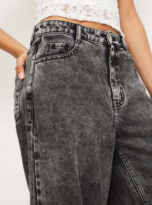 Women Washed Wide Leg Jeans