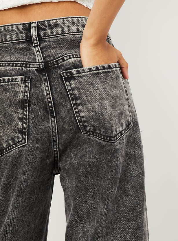 Women Washed Wide Leg Jeans