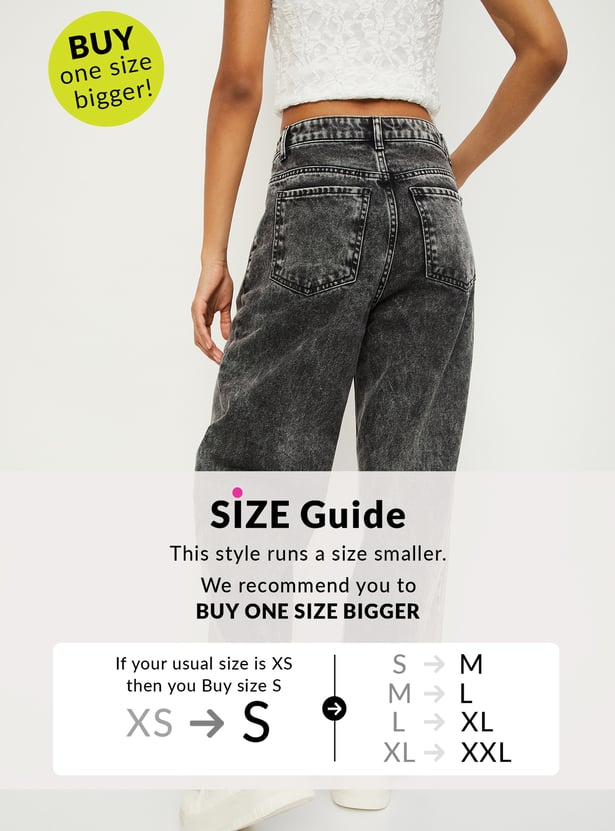 Women Washed Wide Leg Jeans