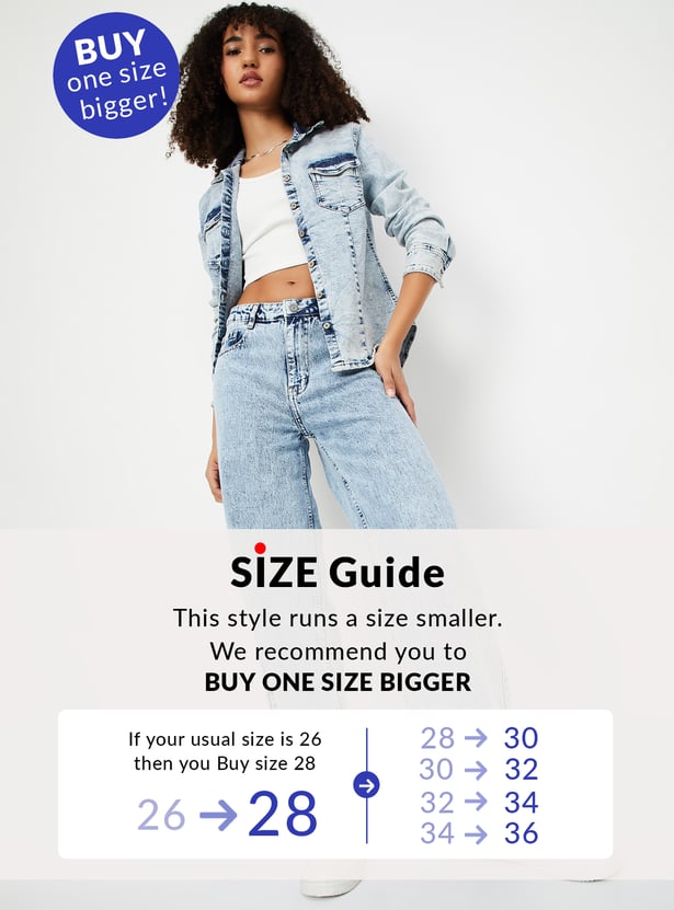 Women Washed Wide Leg Jeans