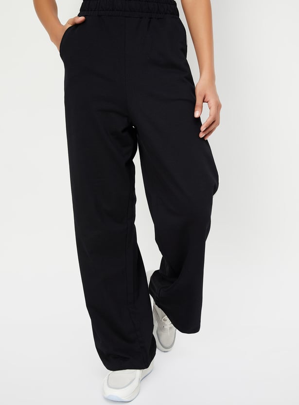 Women Side Tape Wide Leg Trackpants