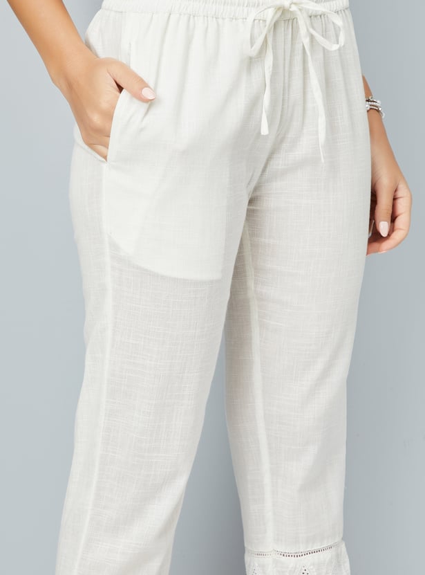 Women Schiffili Embroidered Straight Pants