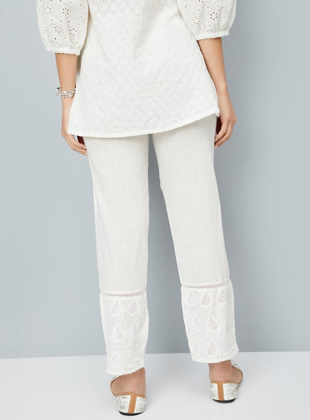 Women Schiffili Embroidered Straight Pants