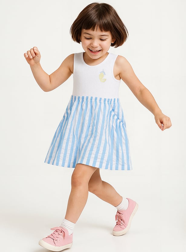 Girls Striped A-line Dress