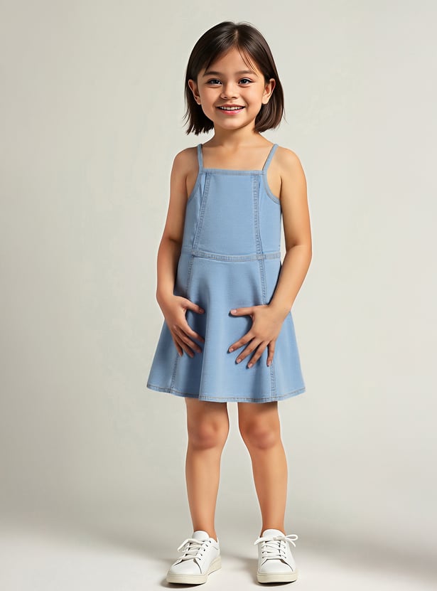 Girls Washed Denim Dress
