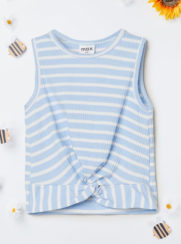 Girls Striped Twist Detail Top