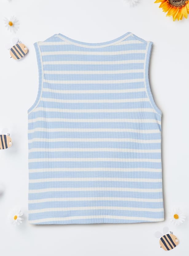 Girls Striped Twist Detail Top