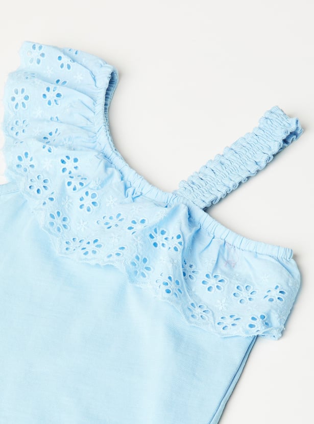 Girls Schiffili Embroidered One Shoulder Top