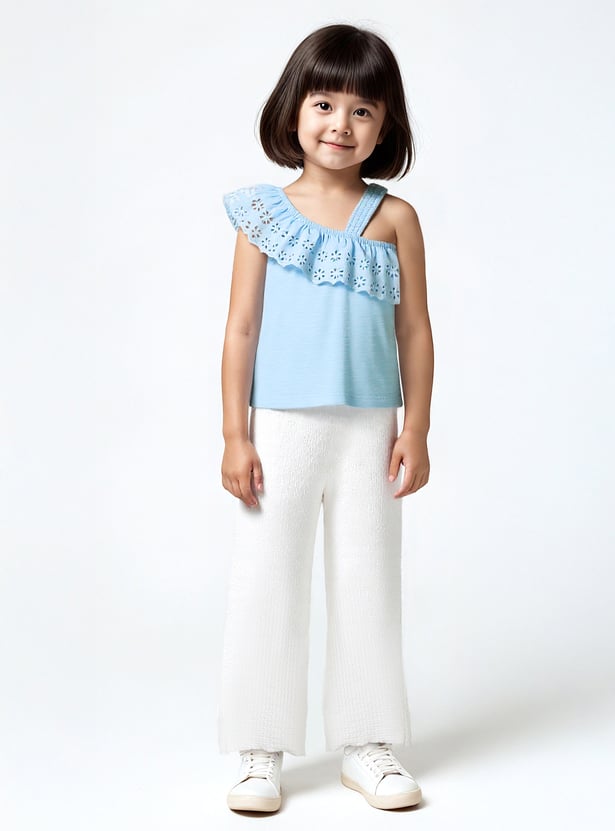 Girls Schiffili Embroidered One Shoulder Top
