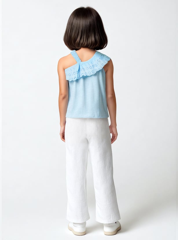 Girls Schiffili Embroidered One Shoulder Top