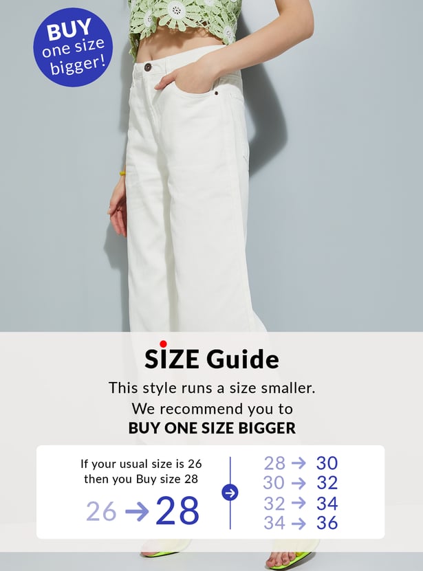 Women Solid Wide Leg Jeans