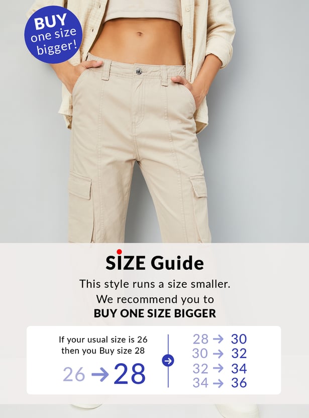 Women Solid Cargo Jeans