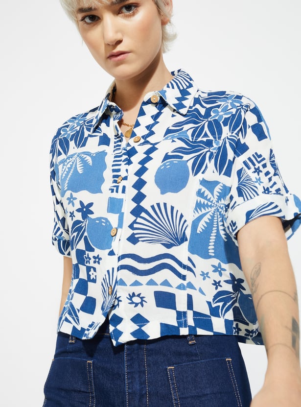 ALAYA F x URB_N Women Printed Boxy Fit Shirt