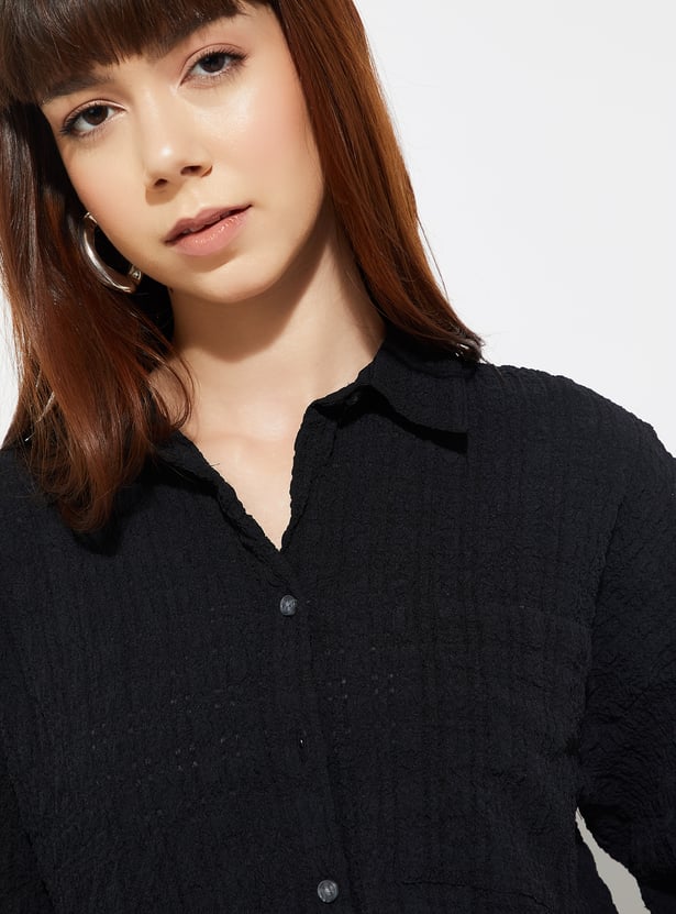 URB_N Women Boxy Fit Textured Shirt