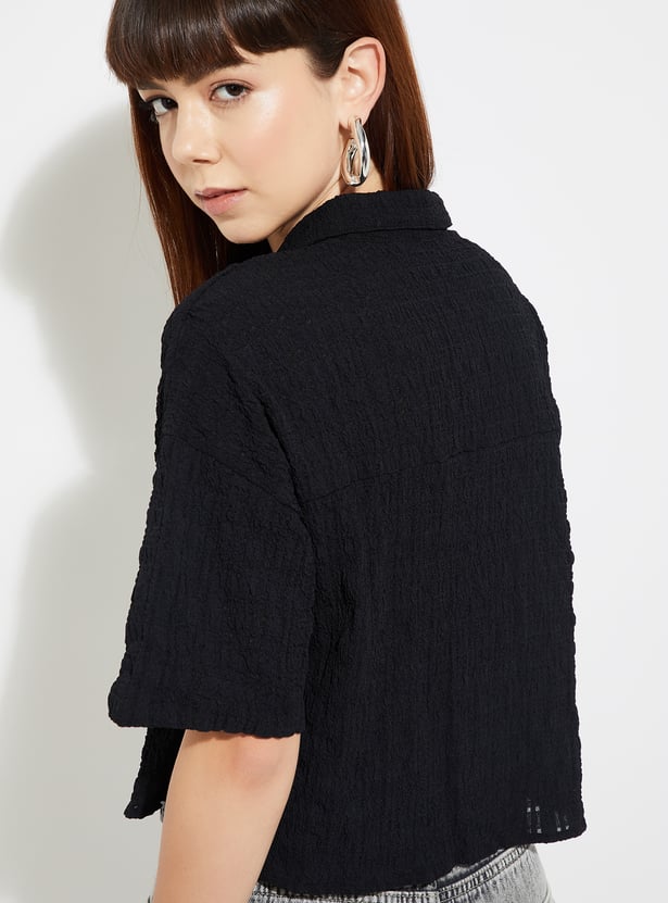 URB_N Women Boxy Fit Textured Shirt