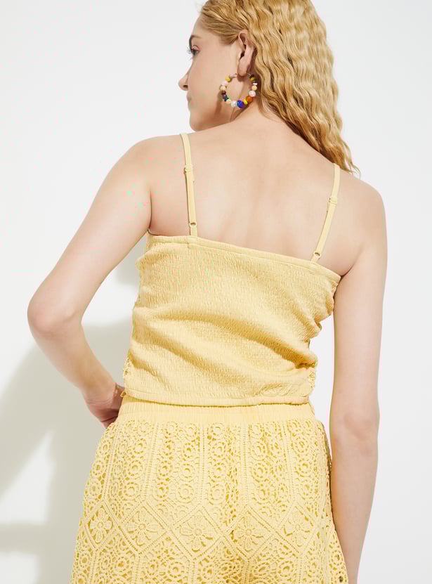 URB_N Women Lace Embroidered Crop Top