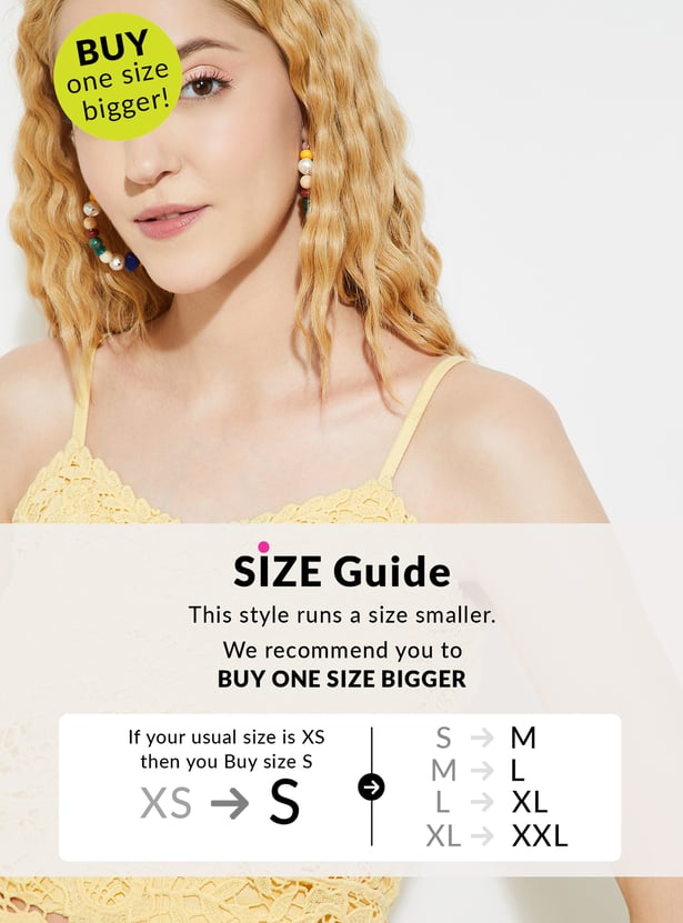 URB_N Women Lace Embroidered Crop Top