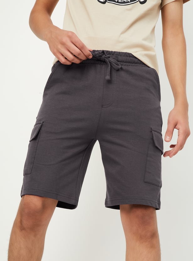 Boys Solid Cargo Shorts