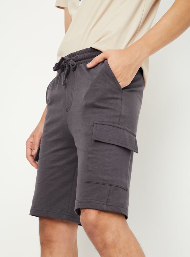 Boys Solid Cargo Shorts