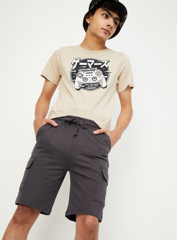 Boys Solid Cargo Shorts