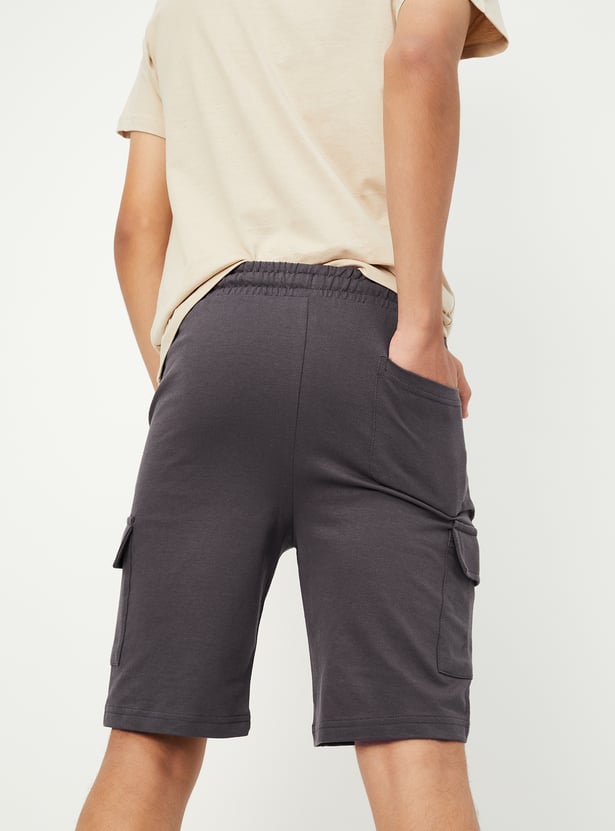 Boys Solid Cargo Shorts