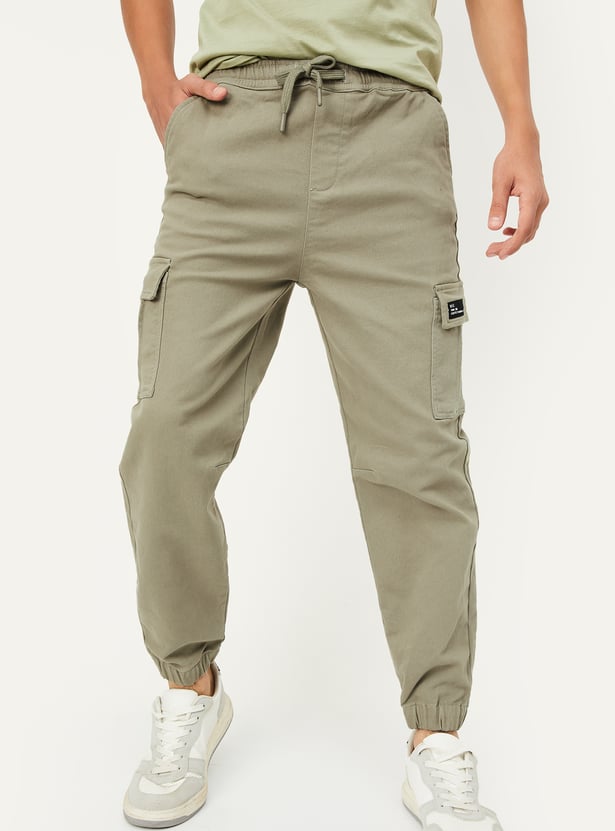 Boys Solid Cargo Joggers