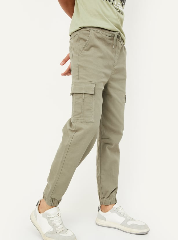 Boys Solid Cargo Joggers