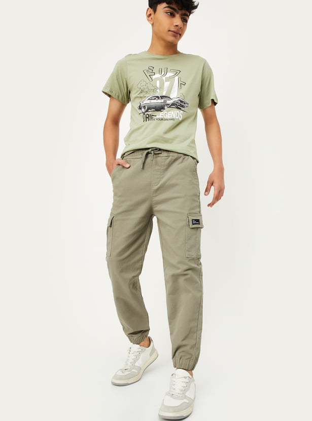 Boys Solid Cargo Joggers