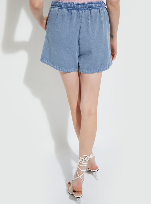 URB_N Women Washed Denim Shorts