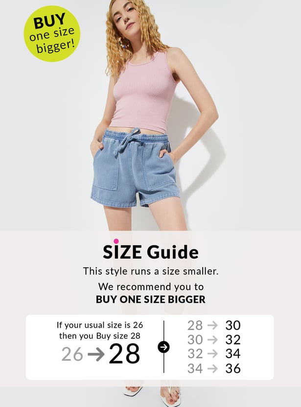 URB_N Women Washed Denim Shorts